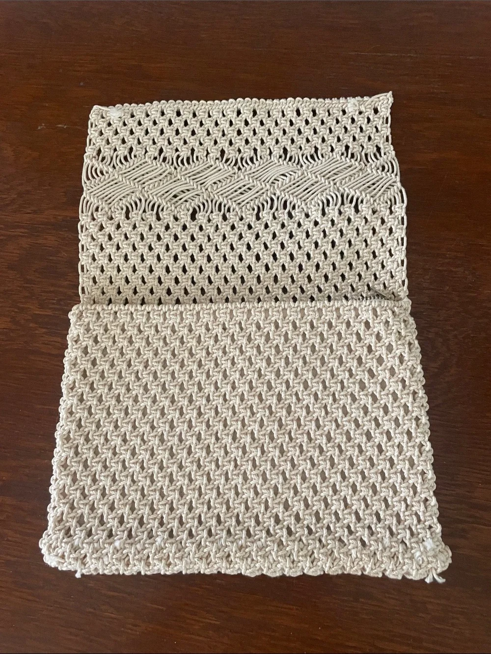 Handmade Cream Crochet Clutch Bag like new